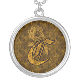 Monogrammed Initial C Gold Peony Necklace