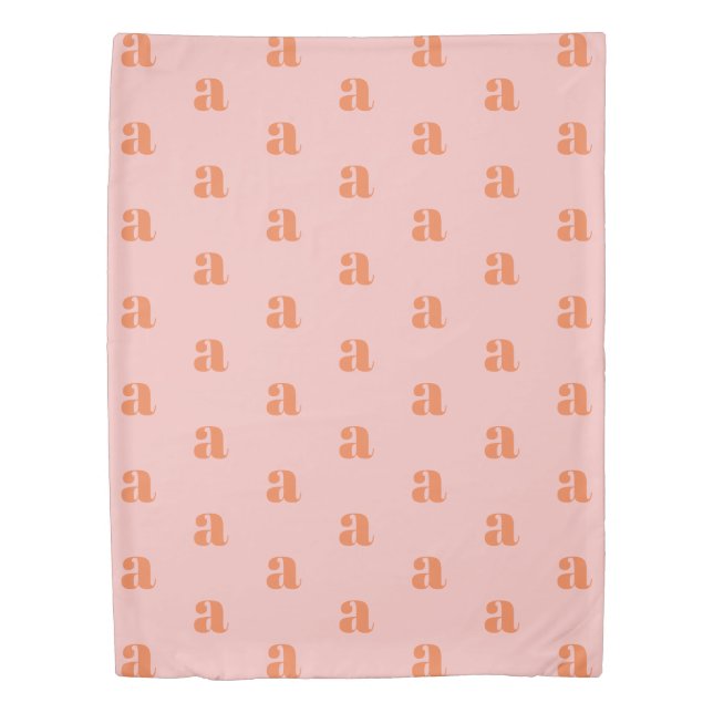 Monogrammed Initial Chic Pink Orange Cozy Stylish Duvet Cover (Front)