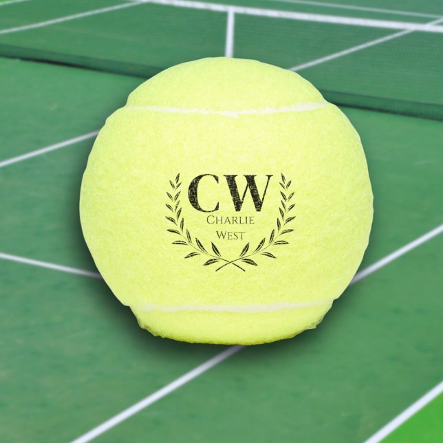 Monogrammed Initial Custom Minimalist Tennis Ball  (Monogrammed Custom Tennis Ball Gift)