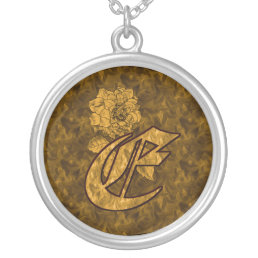 Monogrammed Initial E Gold Peony Necklace