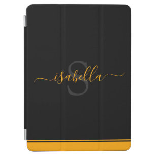 Monogrammed Initial Elegant Script Orange iPad Air Cover