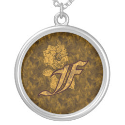 Monogrammed Initial F Gold Peony Necklace