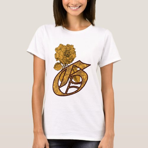 Monogrammed Initial G Gold Peony T Shirt