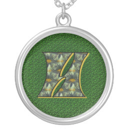 Monogrammed Initial H Daisies Design Necklace