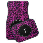 Monogrammed Initial Hot Pink Black Leopard Print Car Mat