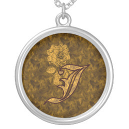 Monogrammed Initial J Gold Peony Necklace