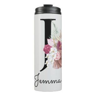 Initial Water Bottle - Pink, J