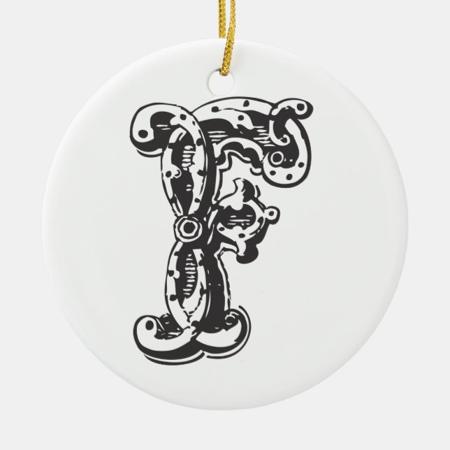 Monogrammed Initial Letter F Christmas Ornament - (Front)