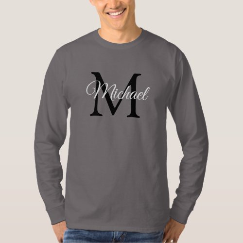 Monogrammed Initial Letter Name Mens Long Sleeve T_Shirt