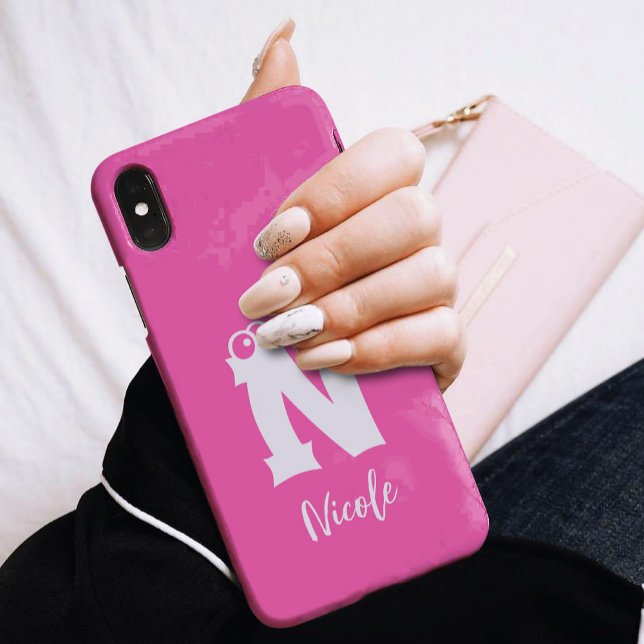 Monogrammed initial letter script name pink Case-Mate iPhone case (Creator Uploaded)