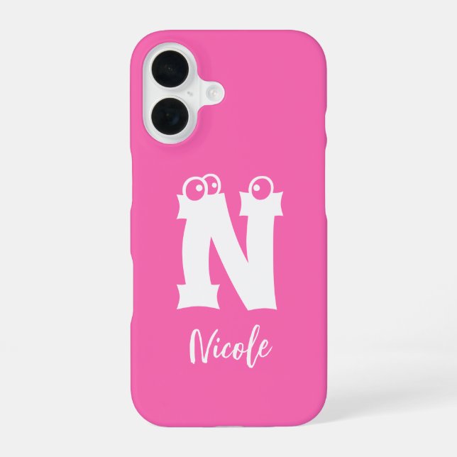 Monogrammed initial letter script name pink iphone case (Back)