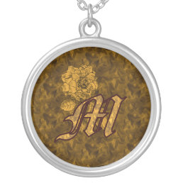 Monogrammed Initial M Gold Peony Necklace