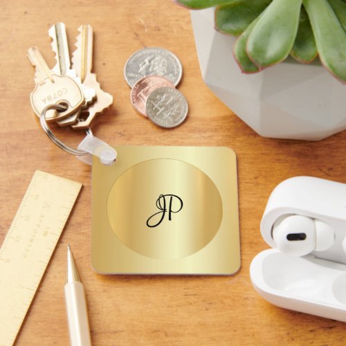Monogrammed Initial Name Faux Gold Customizable Keychain