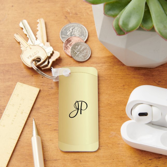Monogrammed Initial Name Faux Gold Trendy Keychain (Desk)