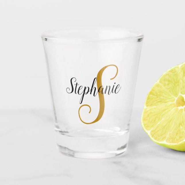 Monogrammed Initial & Name Simple Minimalist  Shot Glass (Front)
