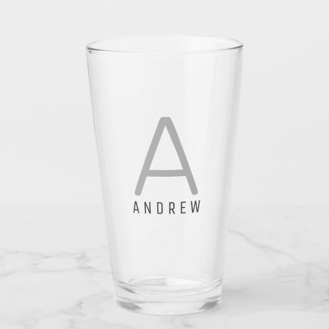 Monogrammed Initial Name Simple Modern Pint Glass (Front)