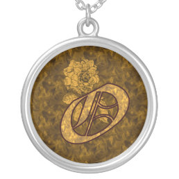Monogrammed Initial O Gold Peony Necklace