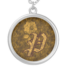 Monogrammed Initial P Gold Peony Necklace