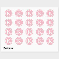 Monogram White on Light Pink Square Sticker, Zazzle in 2023
