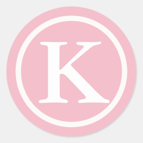 Monogrammed Initial Pink and White Letter Sticker