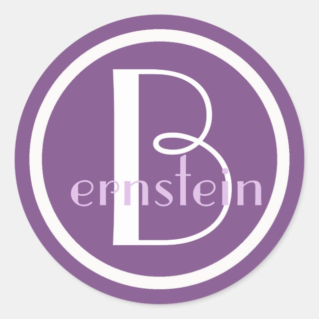 Monogrammed Initial Purpl and White Letter Sticker (Front)