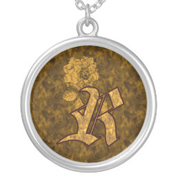 Monogrammed Initial R Gold Peony Necklace