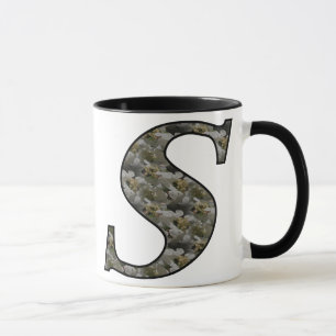 Monogrammed Initial S Hydrangea Floral Mug