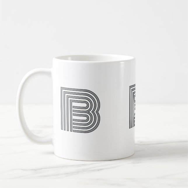 Monogrammed Initial Simple Minimalist Modern Black Coffee Mug (Left)