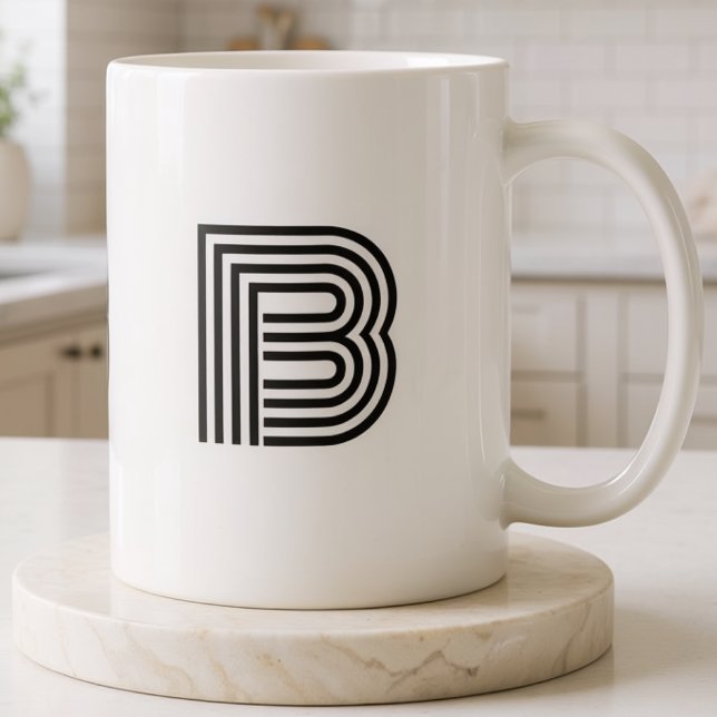 Monogrammed Initial Simple Minimalist Modern Black Coffee Mug (Creator Uploaded)