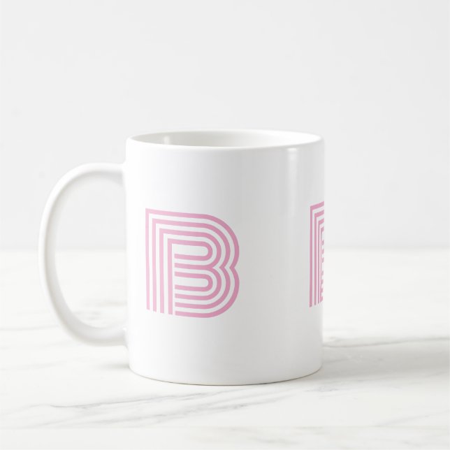 Monogrammed Initial Simple Minimalist Modern Pink Coffee Mug (Left)