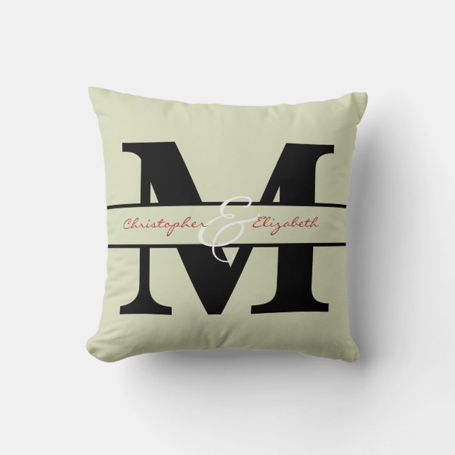 Monogrammed initial w/ names on front & back throw pillow (Front)