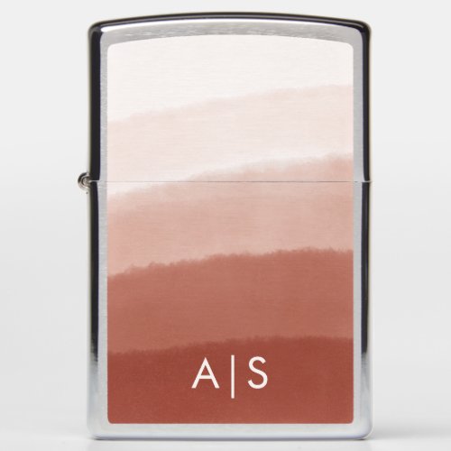 Monogrammed Initial Watercolor Copper Rust Ombre Zippo Lighter