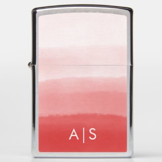 Monogrammed Initial Watercolor Coral Red Ombre