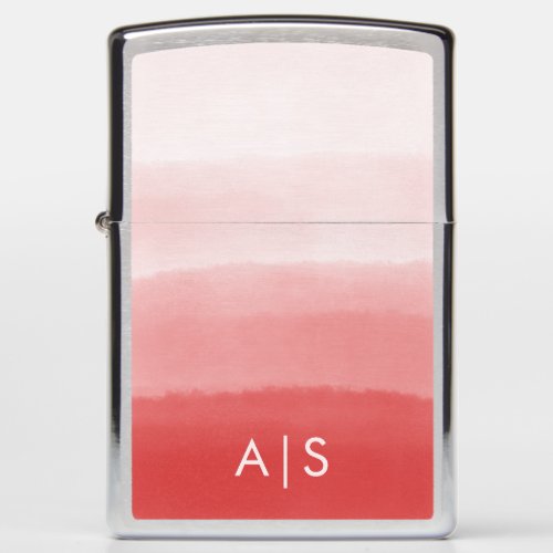 Monogrammed Initial Watercolor Coral Red Ombre Zippo Lighter