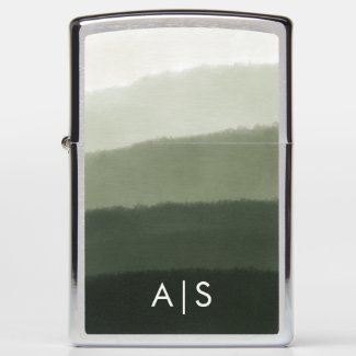 Monogrammed Initial Watercolor Jungle Green Ombre