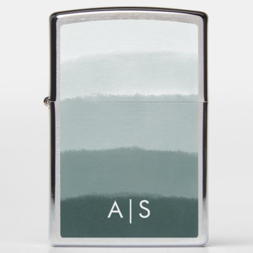 Monogrammed Initial Watercolor Limed Spruce Ombre Zippo Lighter