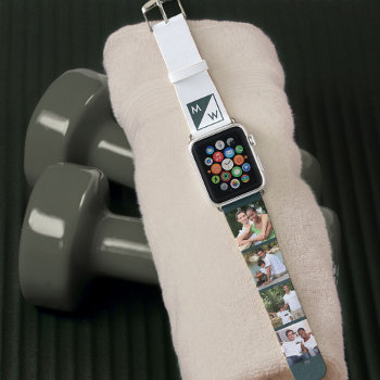 Monogrammed Initials And 4 Photo Collage Apple Watch Band by darlingandmay at Zazzle