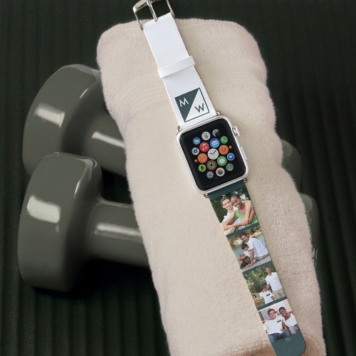 Monogrammed Initials and 4 Photo Collage Apple Watch Band