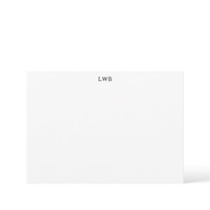 Monogrammed Initials Black White Modern Stationery Note Card