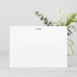 Monogrammed Initials Black White Modern Stationery Note Card