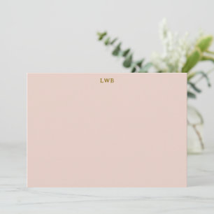 Monogrammed Initials Blush Pink Modern Stationery Note Card
