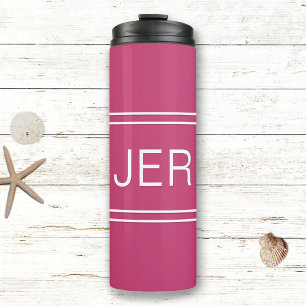 Monogrammed Initials Drinkware Chic Girly Hot Pink Thermal Tumbler