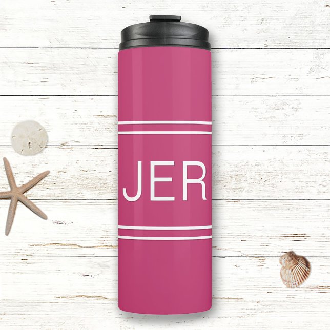 Monogrammed Initials Drinkware Chic Girly Hot Pink Thermal Tumbler (Creator Uploaded)