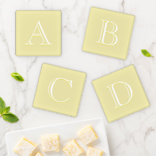 Monogrammed Initials Lemon Yellow & White Acrylic Coaster Set