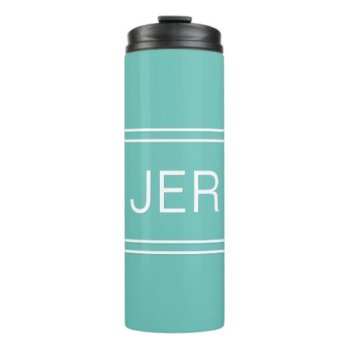 Monogrammed Initials Light Teal Travel Drinkware Thermal Tumbler