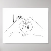 Monogrammed Initials Love Heart Line Art Drawing