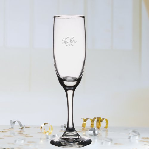 Monogrammed initials name champagne flute