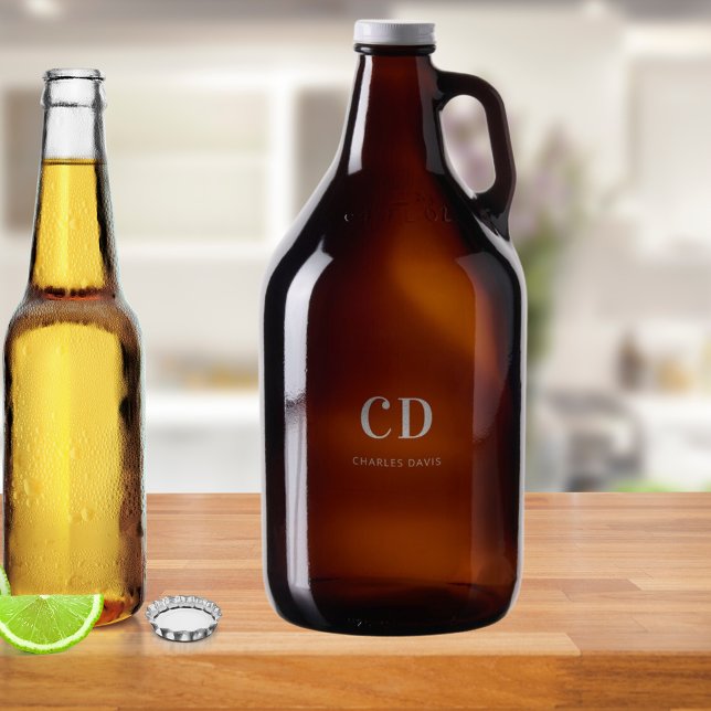 Monogrammed initials name growler (Creator Uploaded)