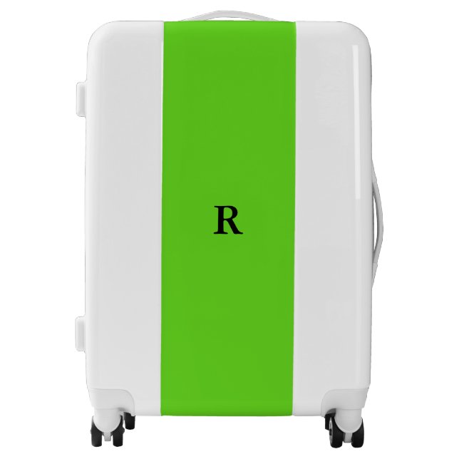 Monogrammed Initials Name Neon Green Trendy Cool Luggage (Front)