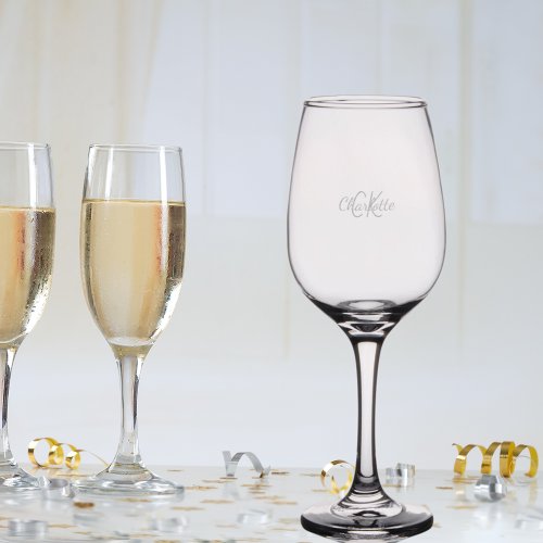 Monogrammed initials name wine glass